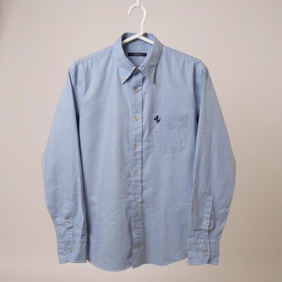 Ferrari Button Down Dress Shirt Men's Size Medium Blue Embroidered Logo - Picture 1 of 7